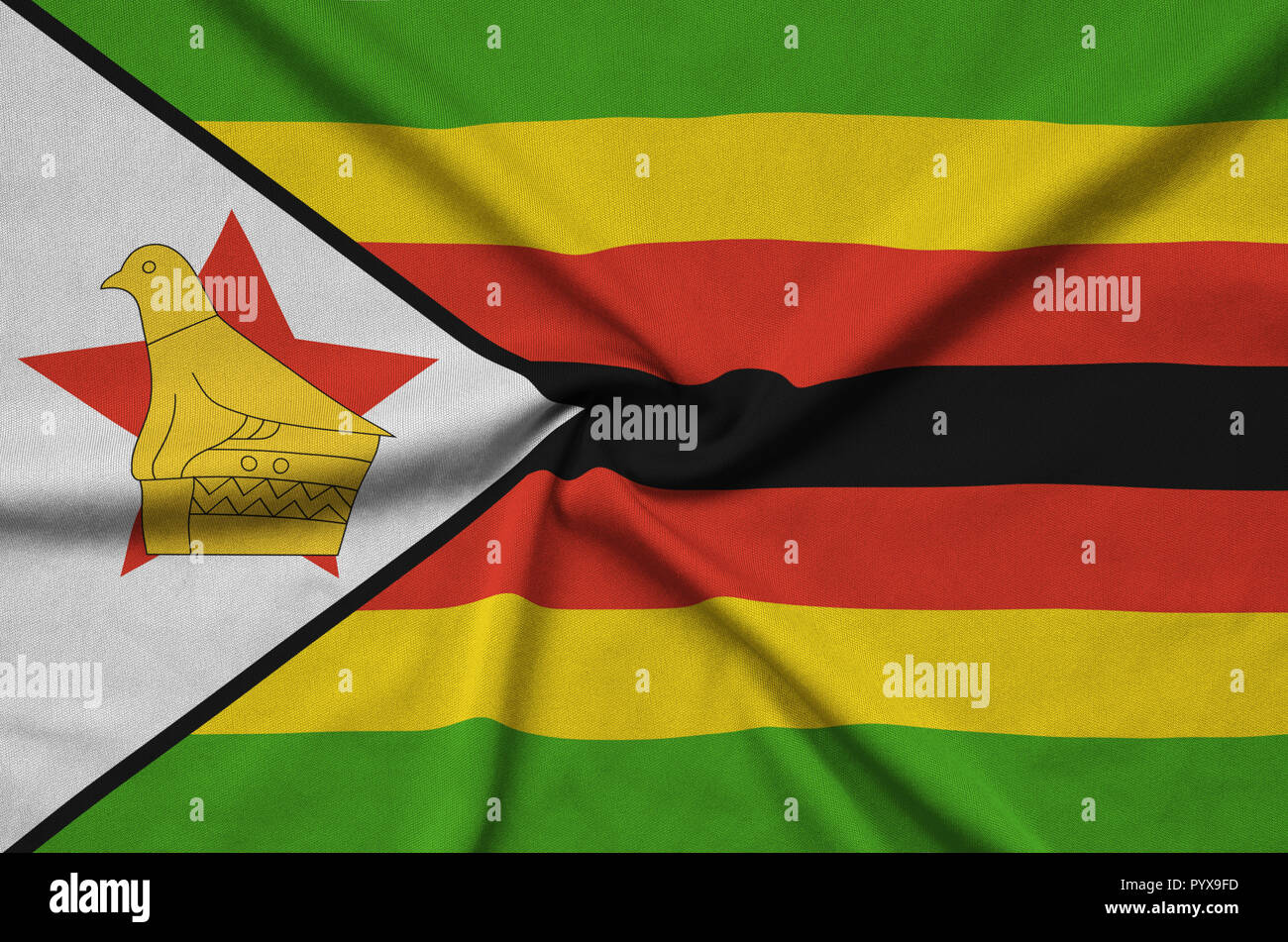 National flag of zimbabwe waving hires stock photography and images