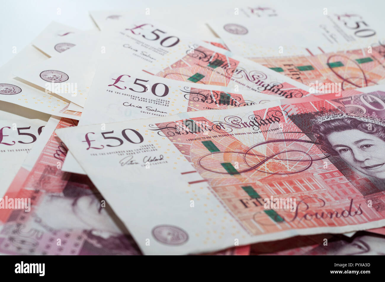 UK currency, 50 pounds Stock Photo