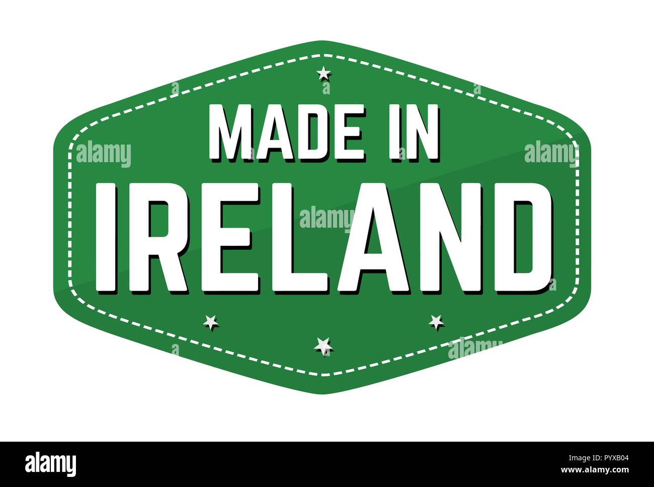 Made in Ireland label or sticker on white background, vector