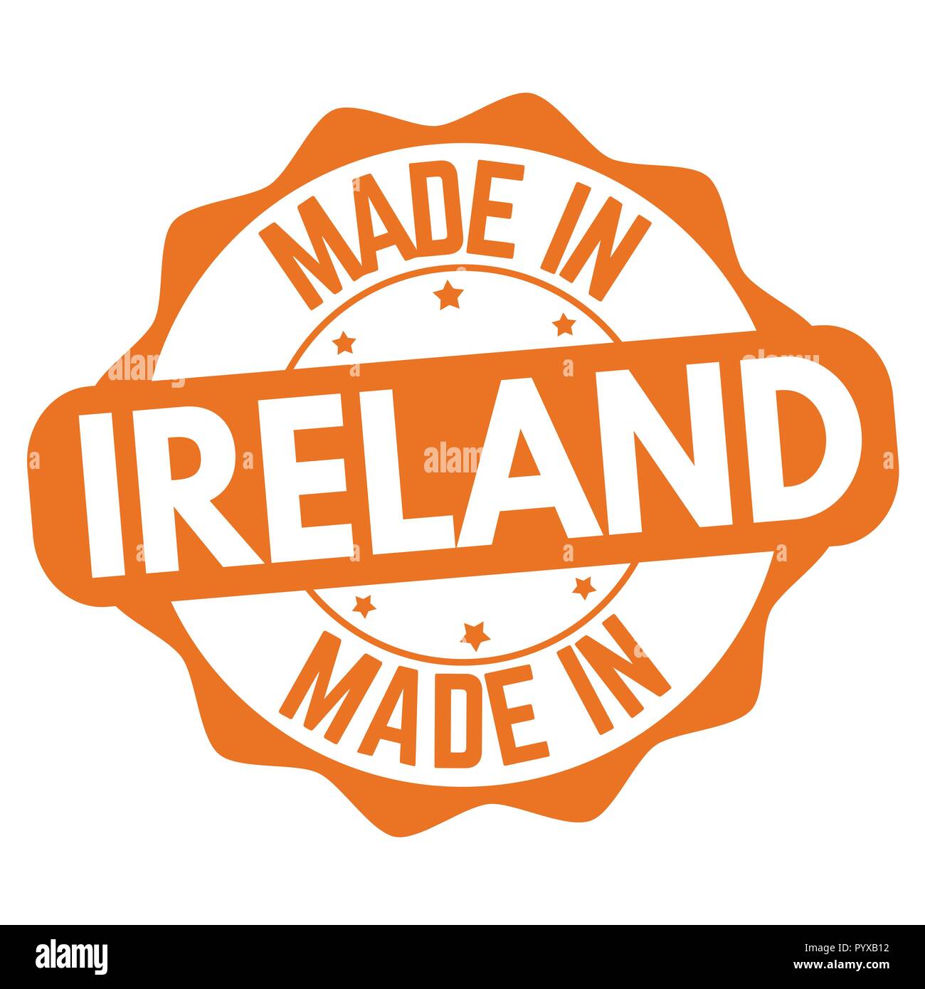 Made in Ireland sign or stamp on white background, vector illustration