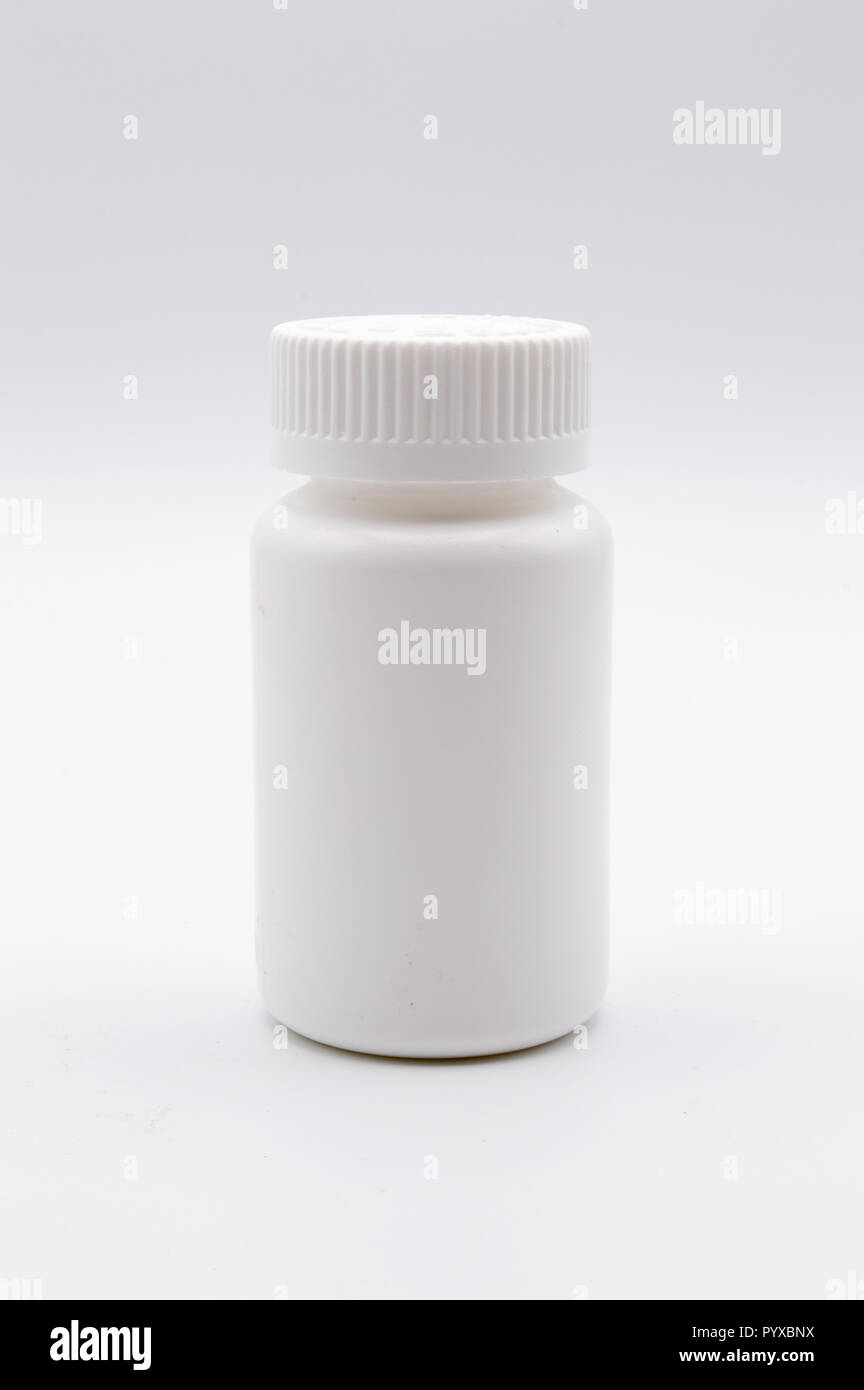 Blank white medicine bottle isolated on white background Stock Photo