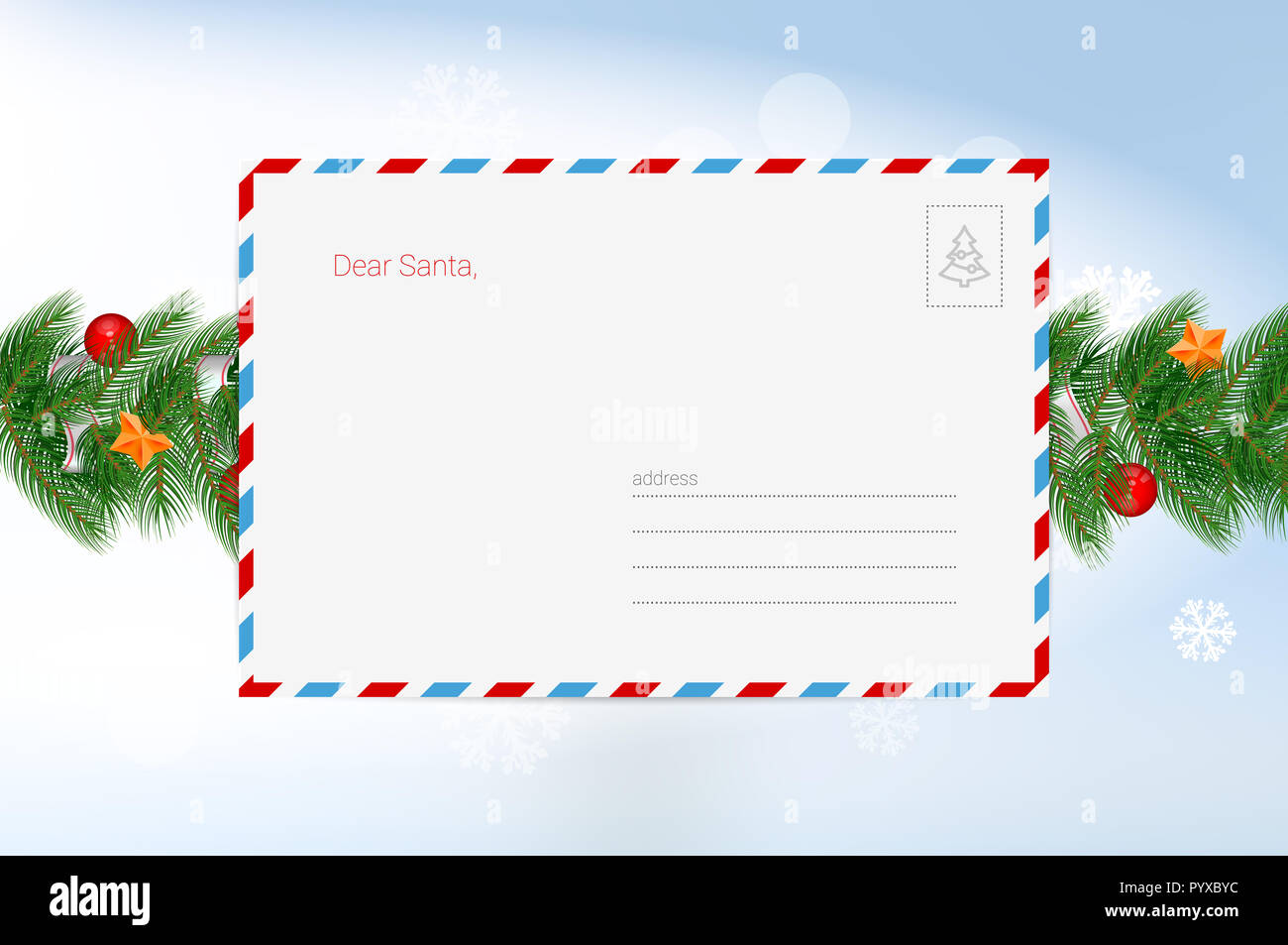 Santa Claus Letter. Christmas Greeting Card Template. Merry Christmas