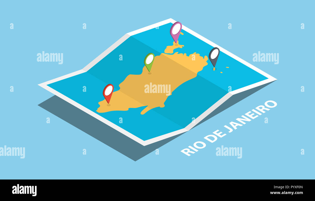 rio de janeiro brazil explore maps with isometric style and pin ...