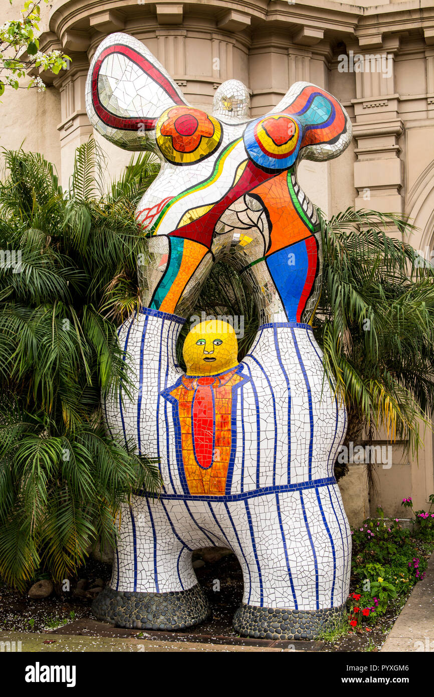 Poet and Muse sculpture by Niki de Saint Phalle, Mingei International Museum, Balboa Park, San Diego, California. Stock Photo