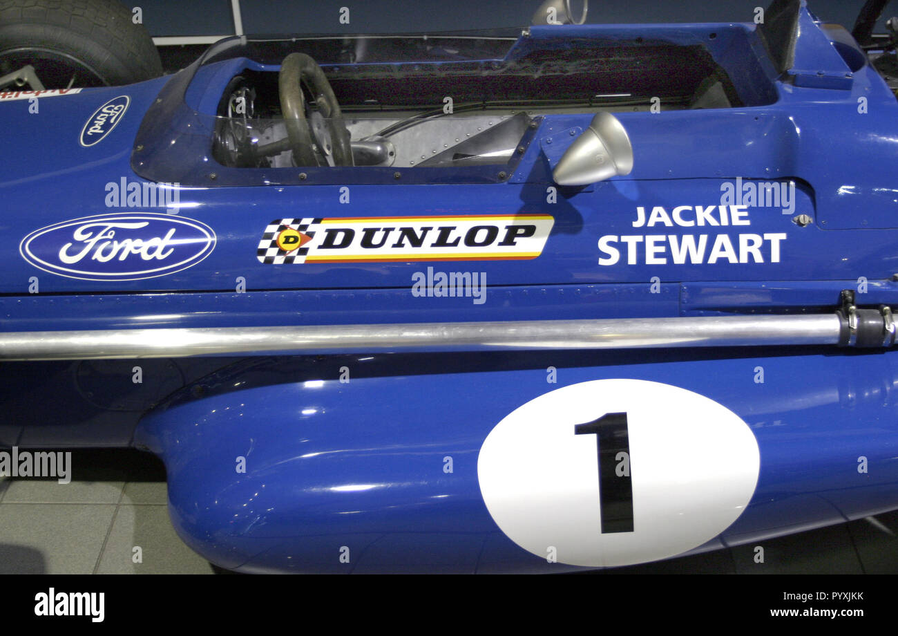 The racing car that was once driven by Jackie Stewart in now in Glasgow's Transport museum; The Riverside museum on the banks of the river Clyde in Glasgow. Alan Wylie/ALAMY © Stock Photo
