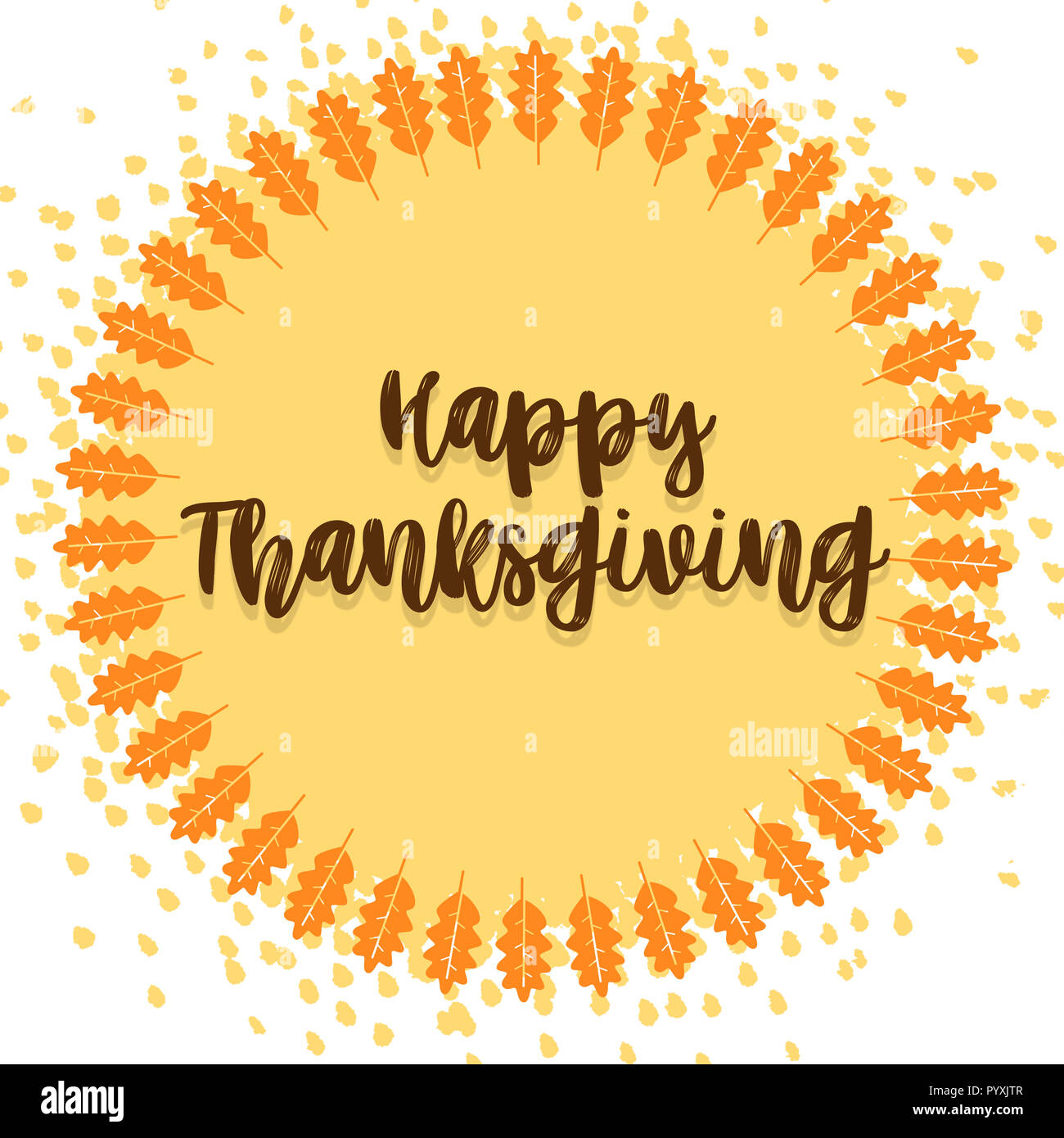 Happy Thanksgiving Typography Poster Celebration Text With Leaves