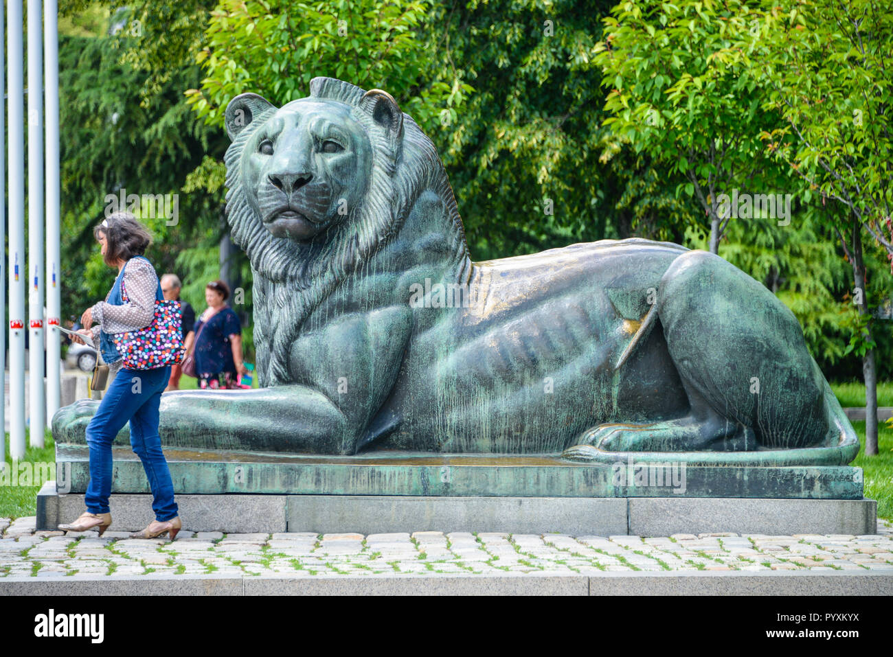 Lion's sculpture, Ul. Oborishte, Sofia, Bulgaria, Loewenskulptur, Bulgarien Stock Photo