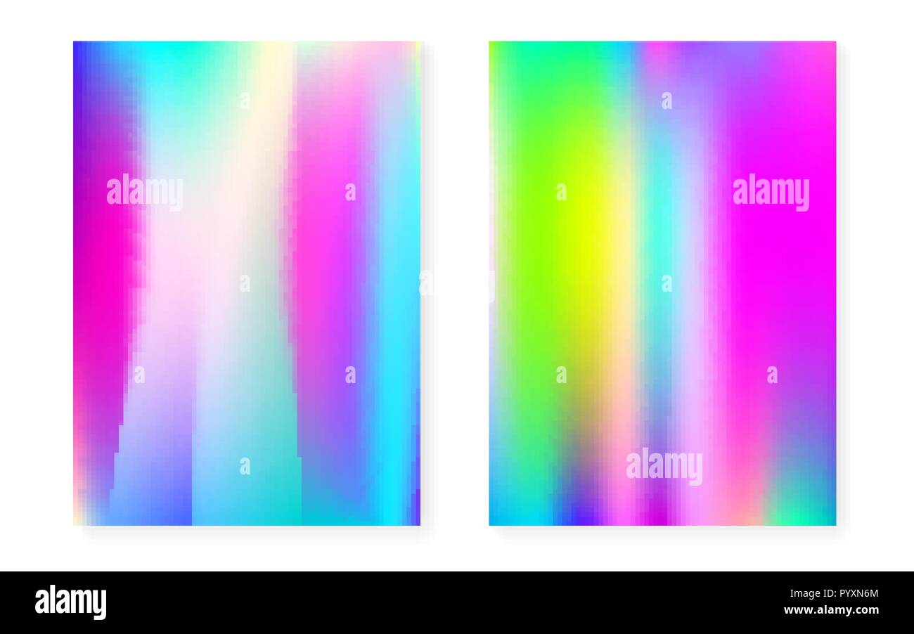 Holographic cover set with hologram gradient background Stock Vector ...