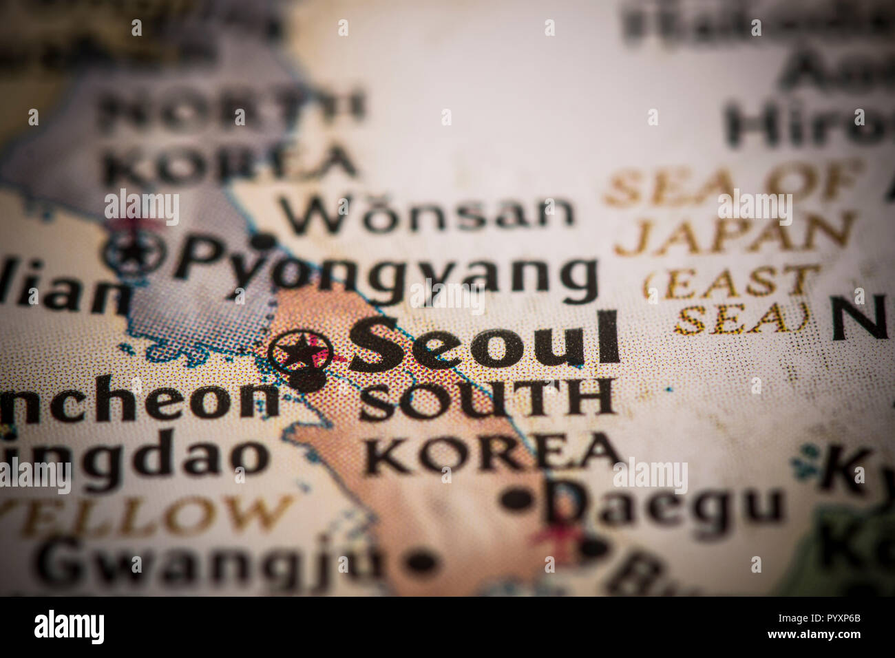 Closeup Of Seoul South Korea On A World Map Stock Photo Alamy Closeup Of Seoul South Korea On A World Map PYXP6B