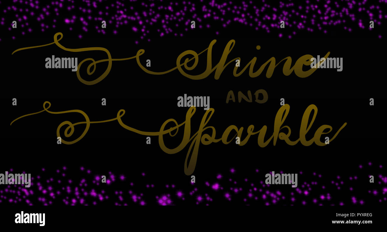 Calligraphy Design elements with glitter & sparkles Stock Photo