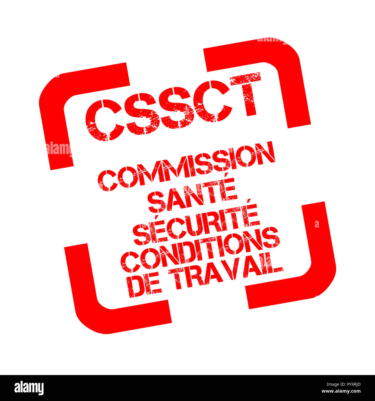 CSSCT, health, safety and working conditions commission rubber stamp in French Stock Photo Alamy