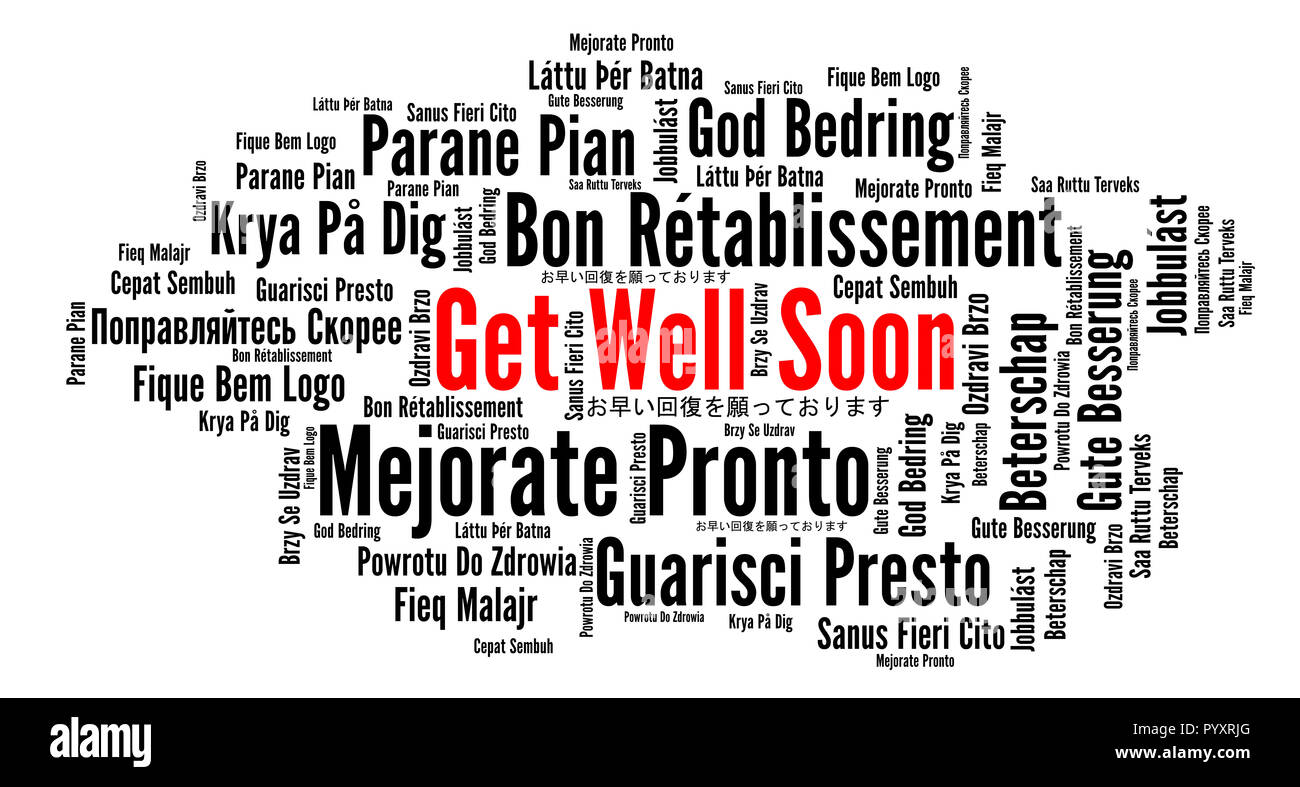 Get well soon word cloud in different languages Stock Photo