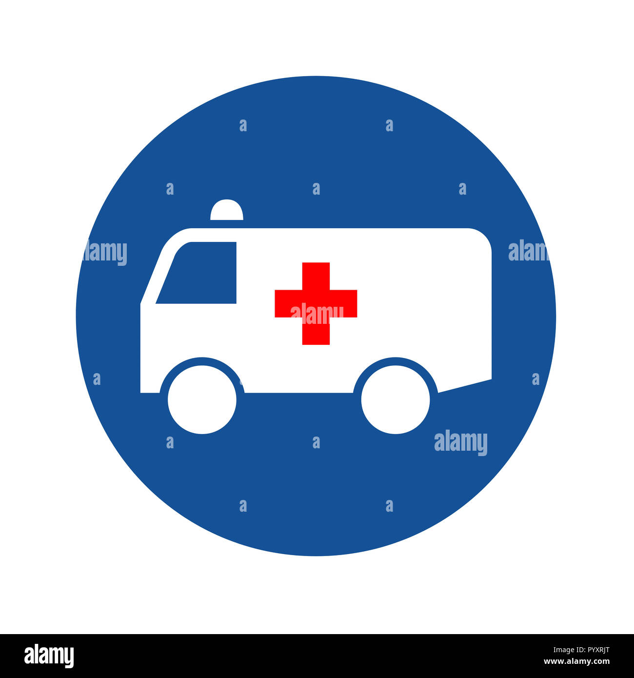 Ambulance icon with a blue circle Stock Photo