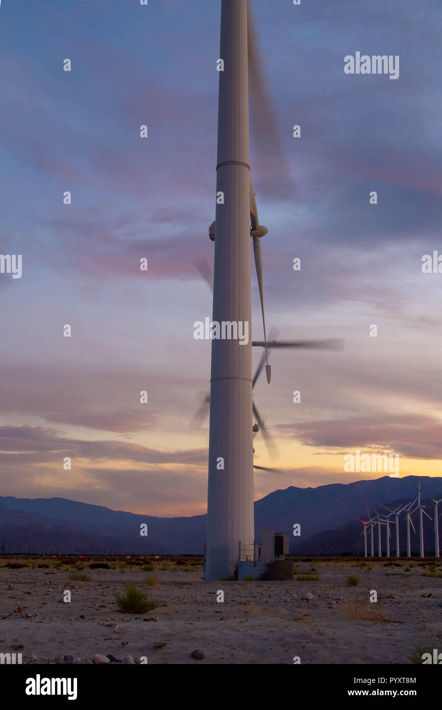 windmills at sunset Palm Springs Stock Photo Alamy