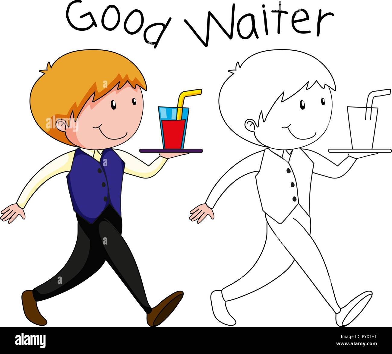 A waiter character on white backgroubd illustration Stock Vector Image ...