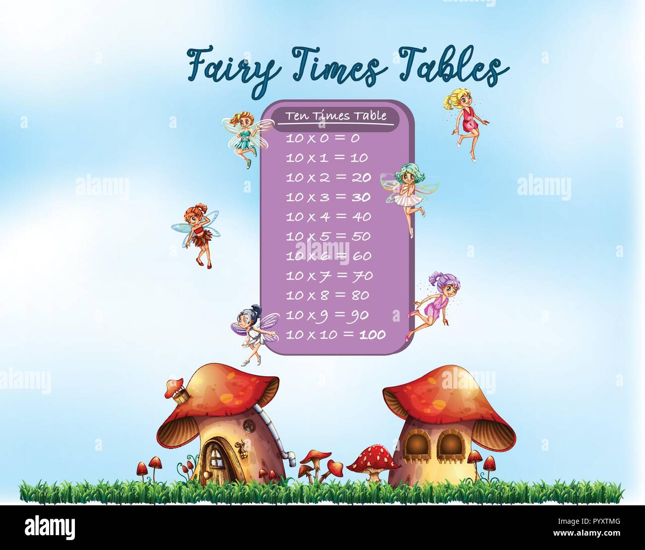 Time tables with fairy theme illustration Stock Vector