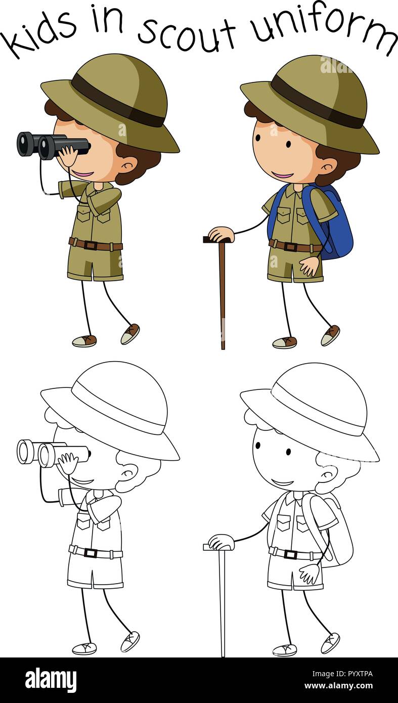 Boy scout character on white background illustration Stock Vector Image ...