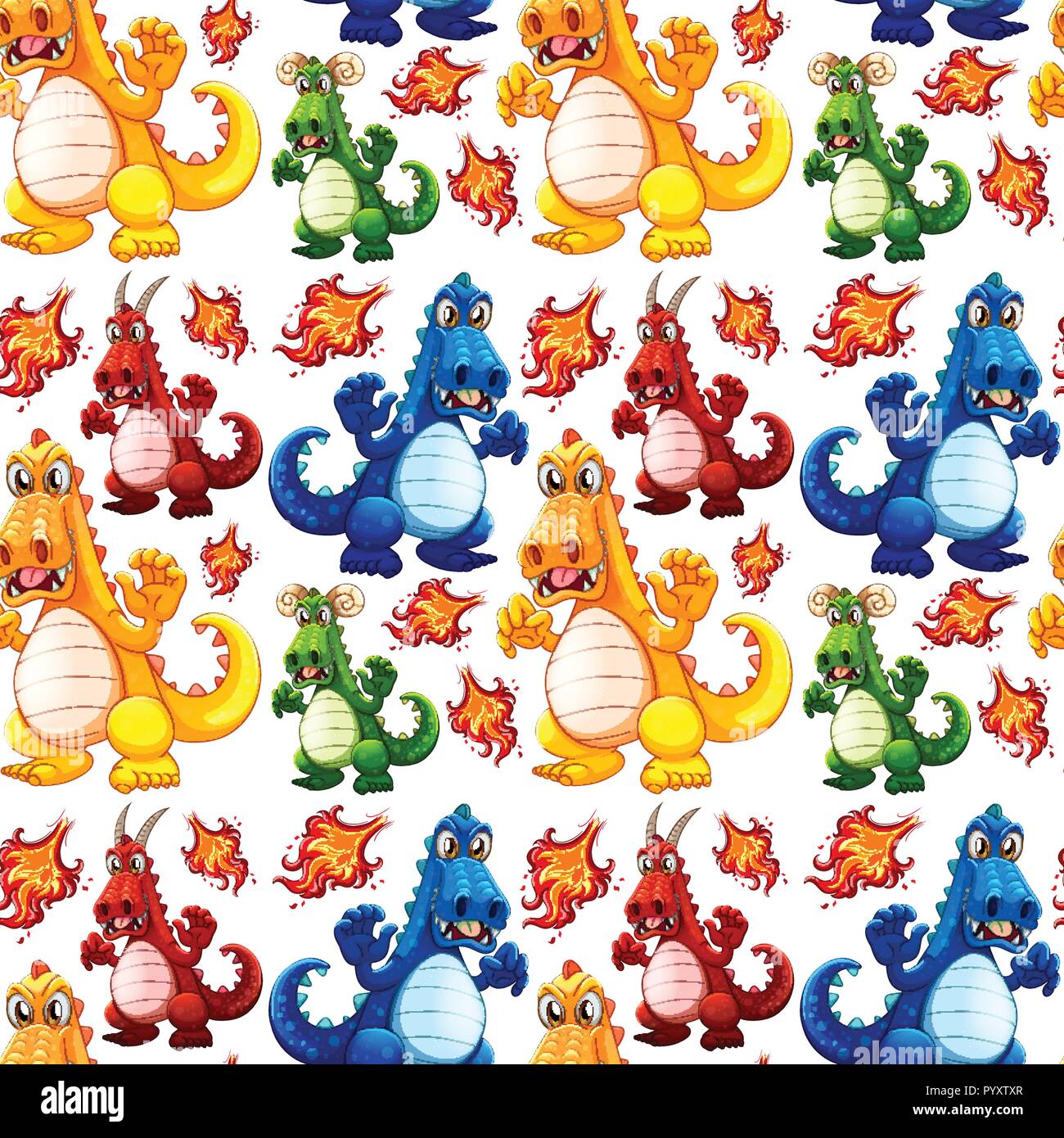 Angry dinosaur seamless pattern illustration Stock Vector Image & Art ...