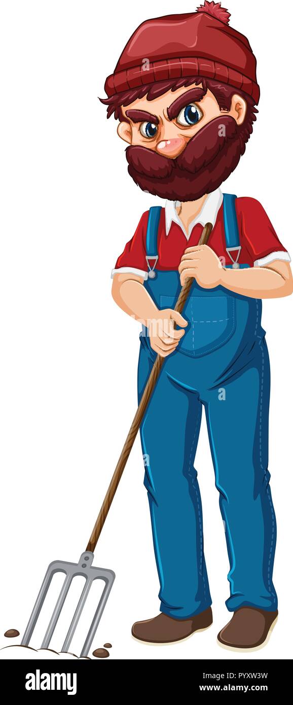 A farmer with pitchfork illustration Stock Vector Image & Art - Alamy