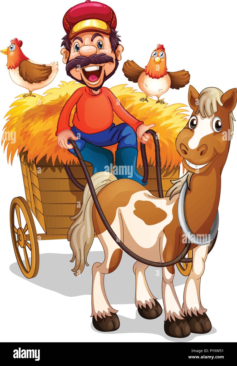 A farmer riding horse cart illustration Stock Vector Image & Art - Alamy