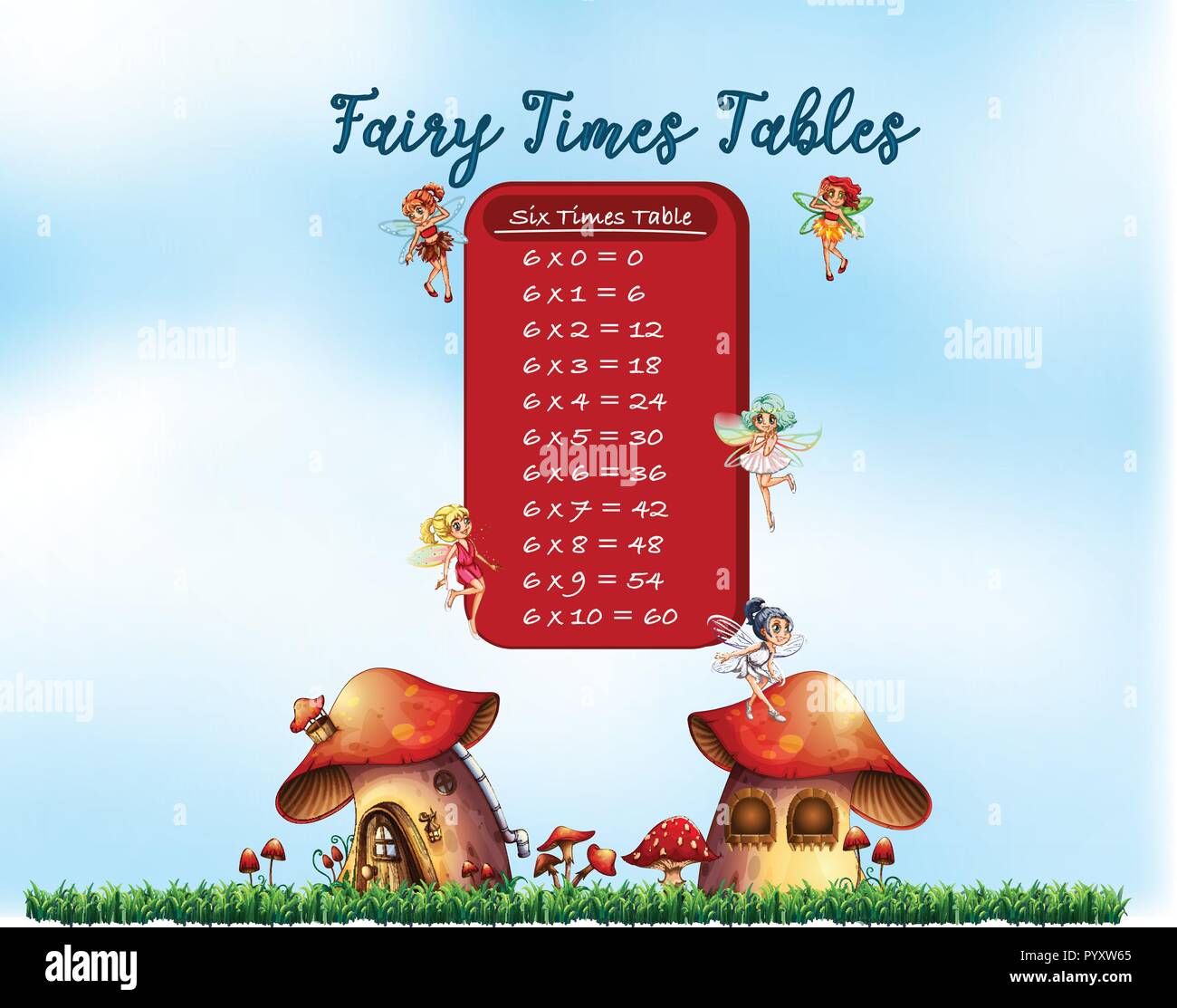Six Times Tables Fairy Theme Illustration Stock Vector Image Art Alamy