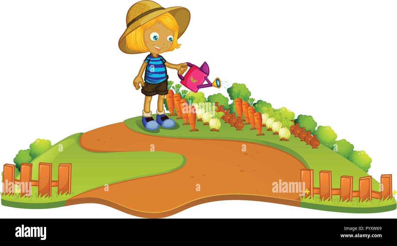 A farmer watering plant illustration Stock Vector Image \u0026 Art - Alamy, image size:1300x807