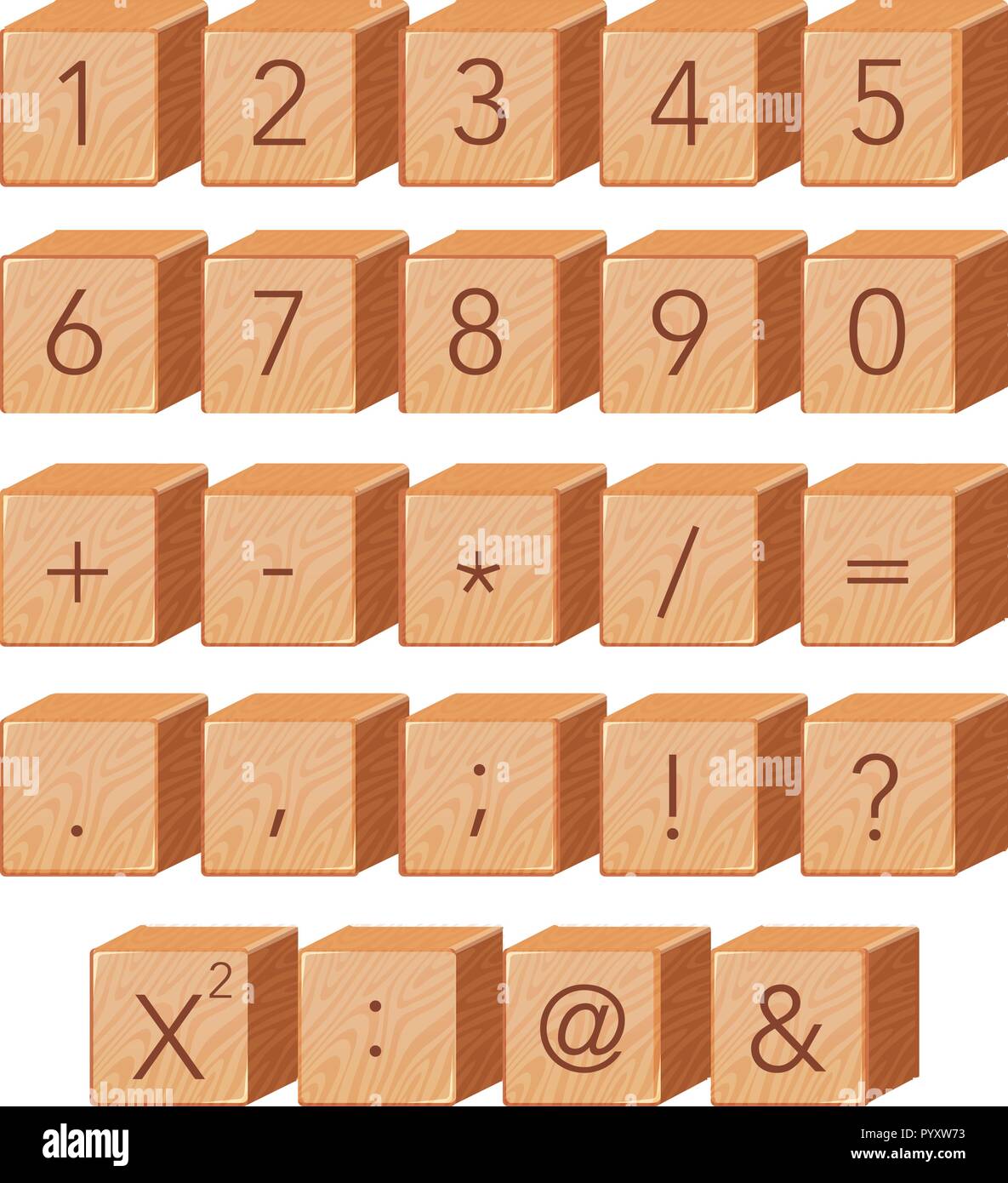 Wooden number block font symbol illustration Stock Vector Image & Art ...