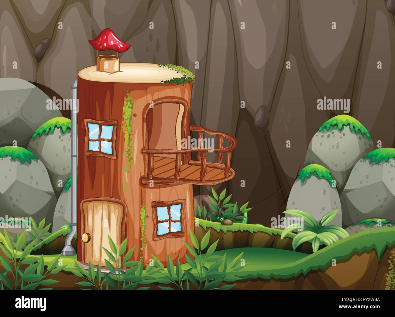 Log house in nature illustration Stock Vector Image & Art - Alamy