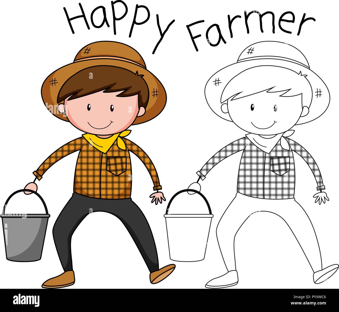 A happy farmer character illustration Stock Vector Image & Art - Alamy