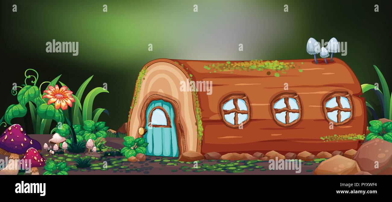 Log house in nature illustration Stock Vector Image & Art - Alamy
