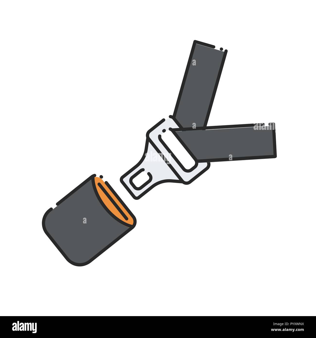 Car seat belt and lock. Flat abstract icon. Vector illustration