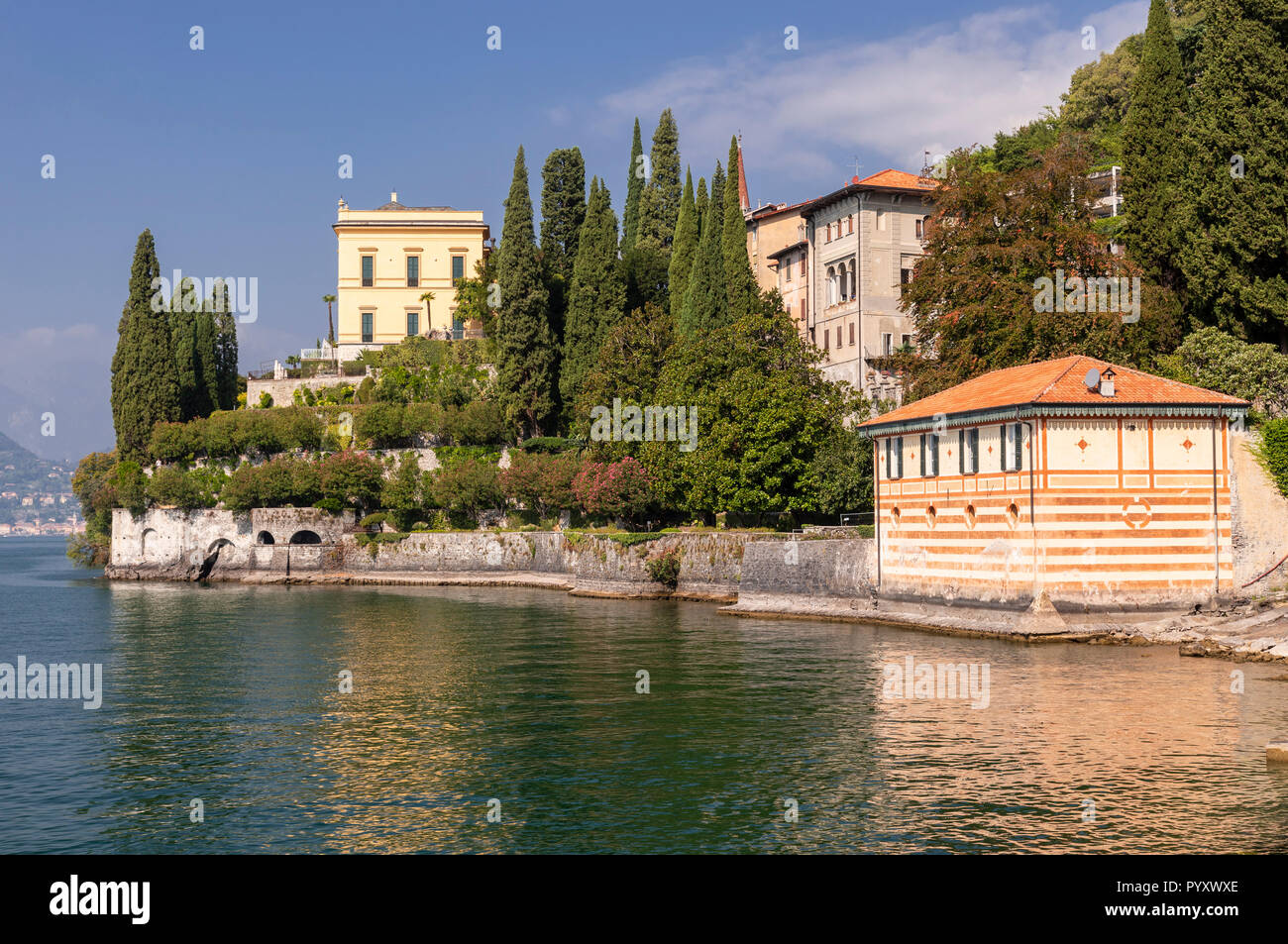 Gardens and buildings of Villa Monastero at Varenna on Lake Como, Italy Stock Photo