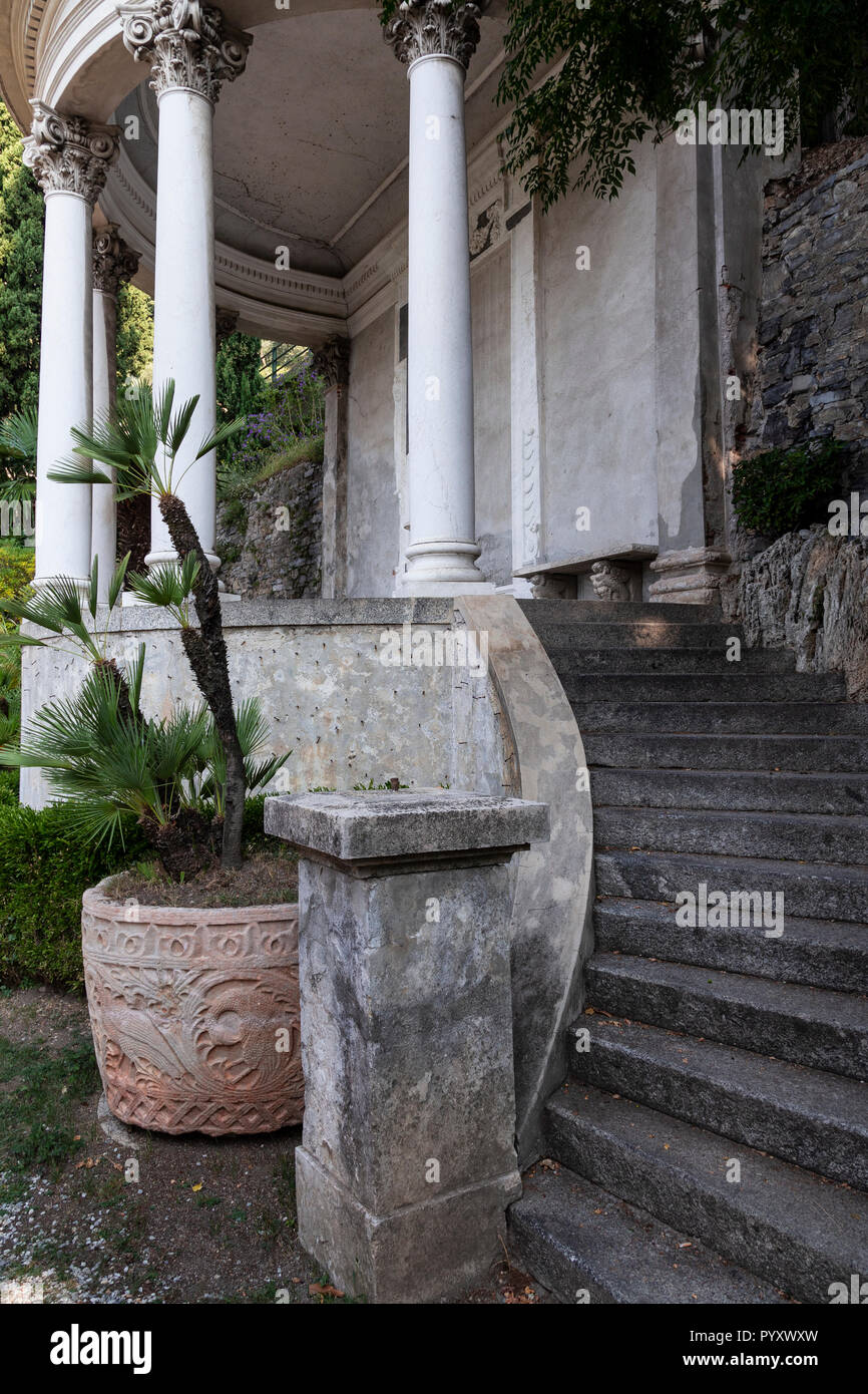 Small temple in the gardens of Villa Monastero at Varenna on Lake Como, Italy Stock Photo