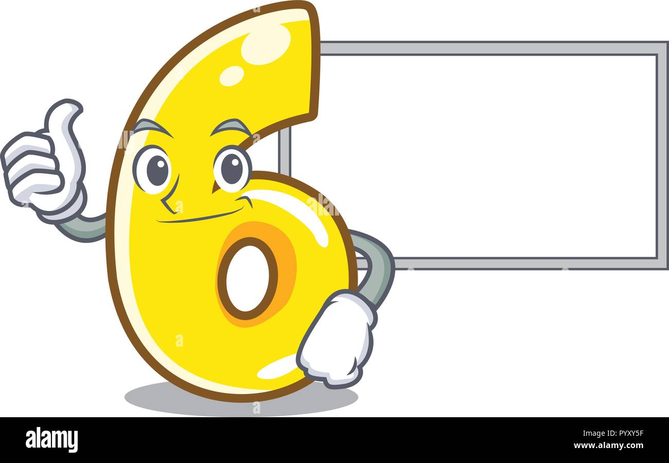 Thumbs up with board character number six on brick wall Stock Vector ...