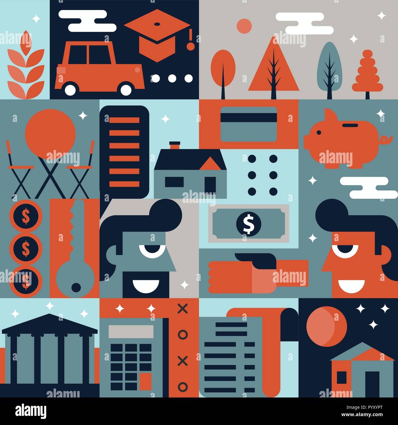 Illustration of loan concept with icon elements Stock Vector Image ...