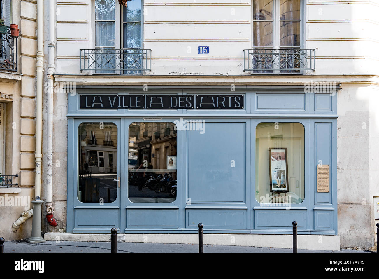 Old blue shop front in Paris Stock Photo