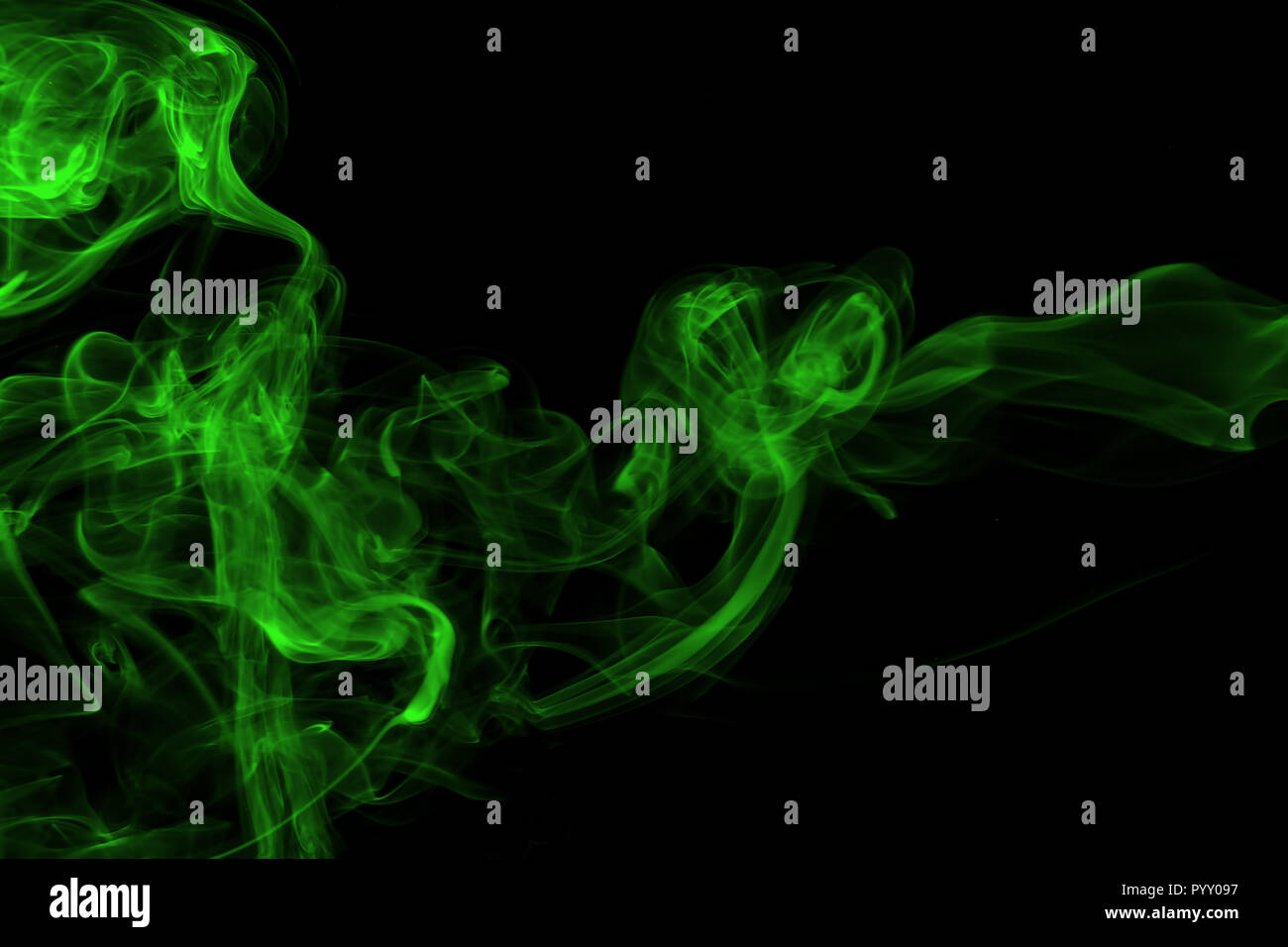 Green smoke abstract on black background Stock Photo