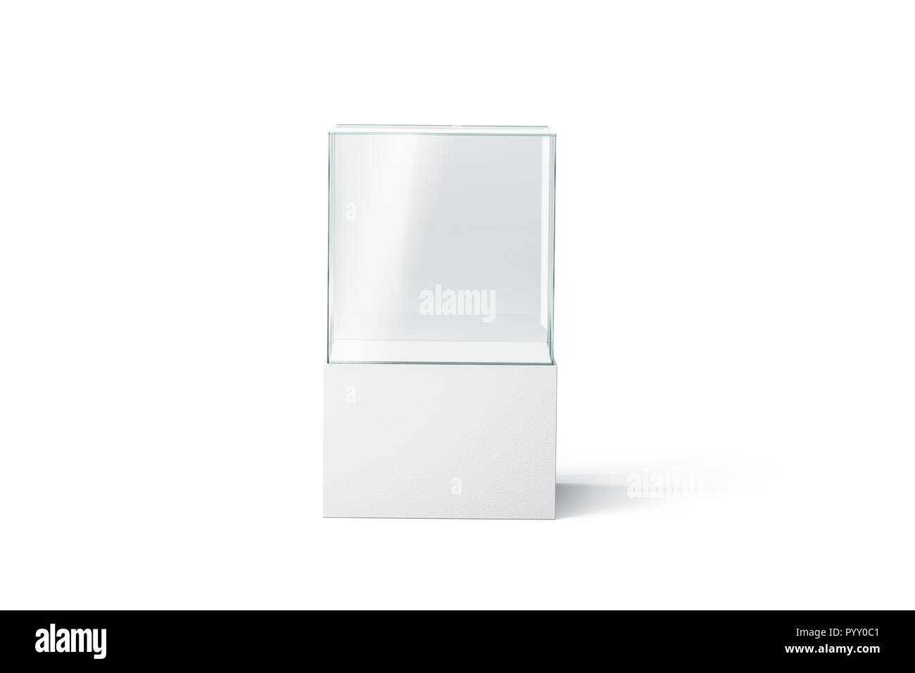 Blank white glass showcase mockup, isolated, front view, 3d rendering ...
