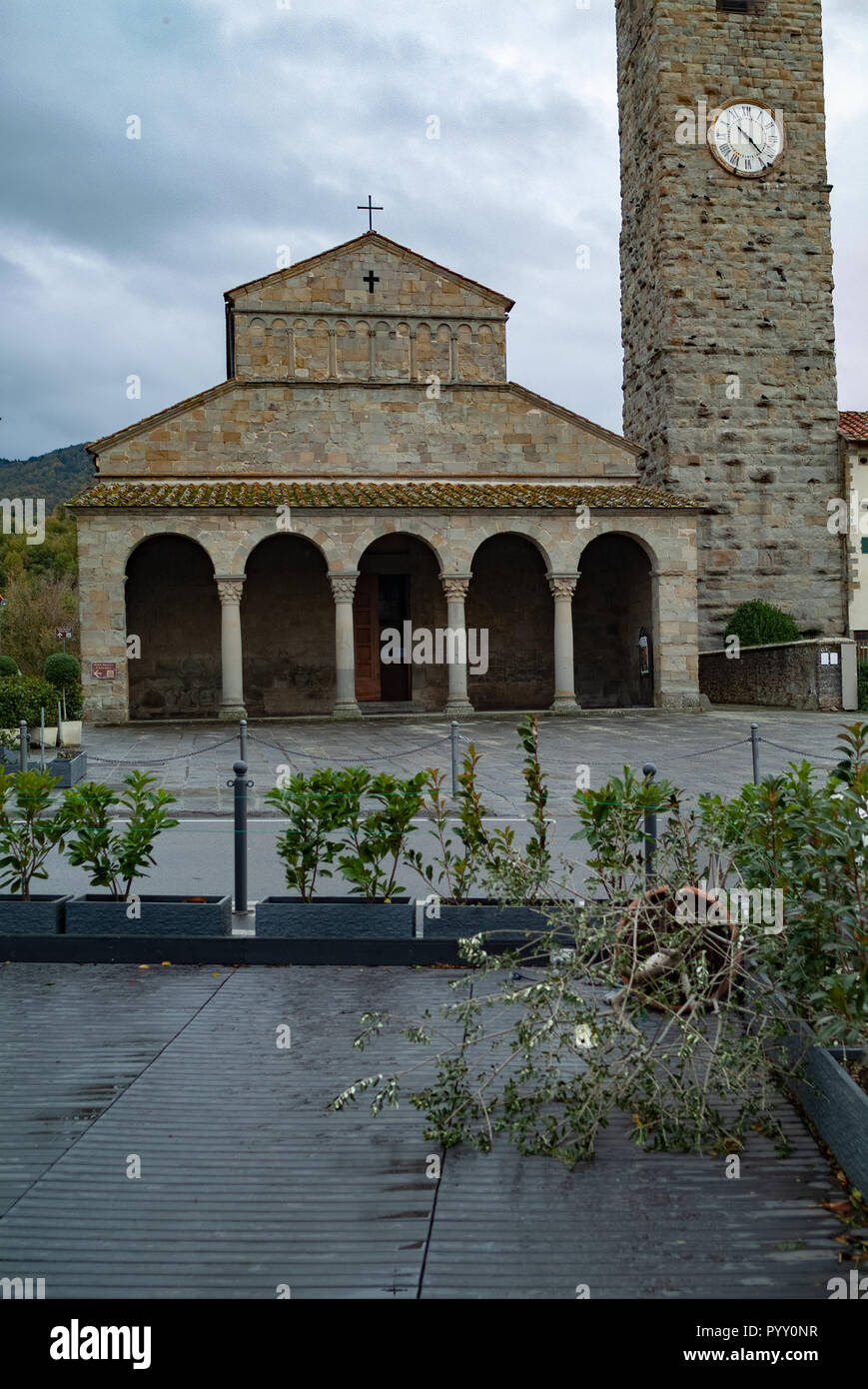 Cascia Reggello, Province of Florence. High Valdarno. Italy - October 30th,  2018 - Restaurant in front of Masaccio famous church damaged by today wind  Stock Photo - Alamy