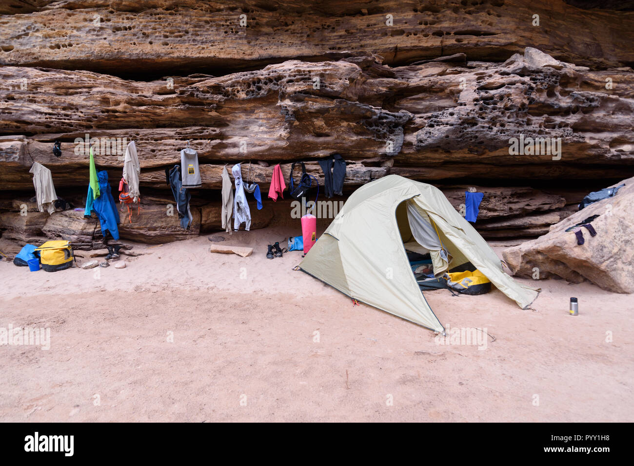 Camping along the Colorado River, Grand Canyon National Park, USA Stock Photo