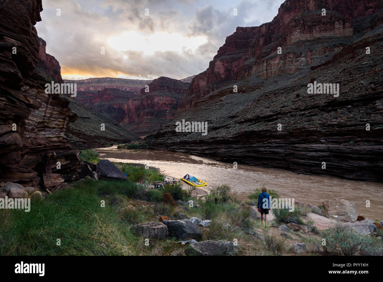 Walking near the Colorado River, Grand Canyon National Park, USA Stock Photo