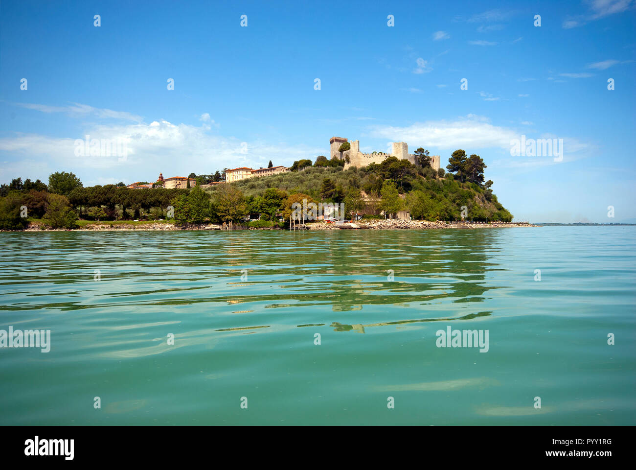 View of Castiglione del Lago from Lake Trasimeno, Umbria, Italy Stock Photo  - Alamy