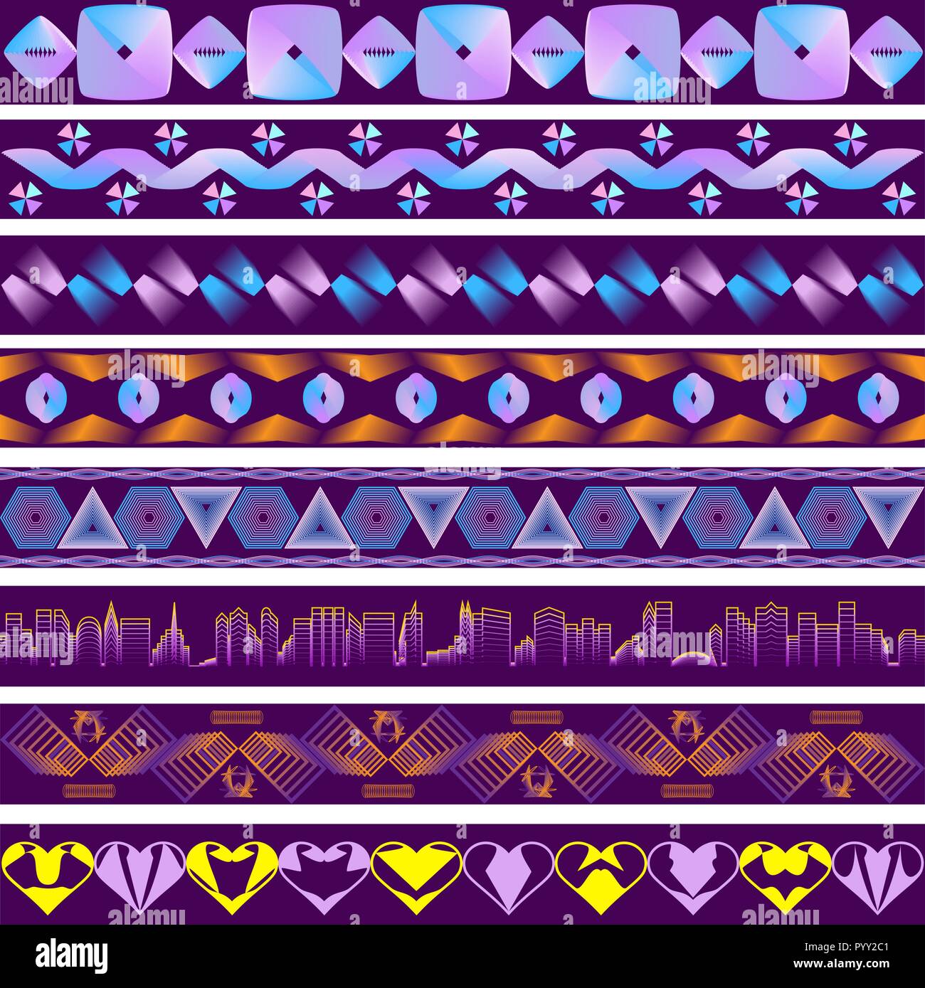 8 backdrops in style and ultraviolet from geometric figures. Stock Vector