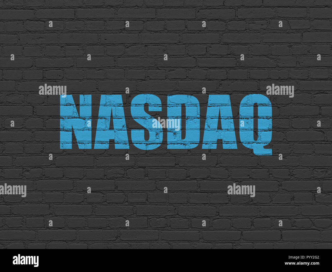 Stock market indexes concept: NASDAQ on wall background Stock Photo