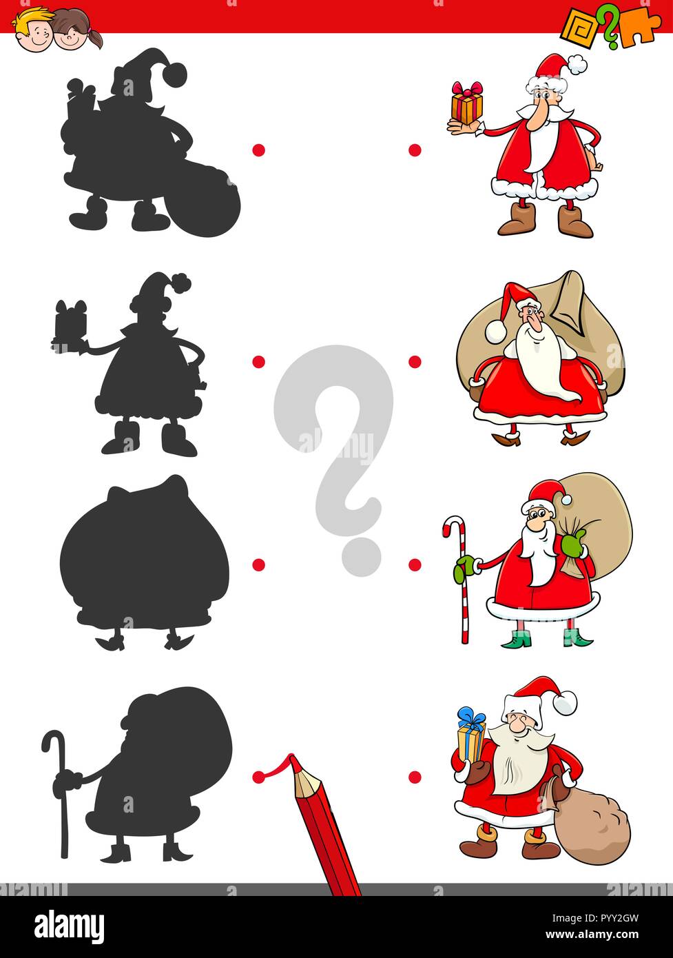 Cartoon Illustration of Matching Shadows Educational Game for Children ...