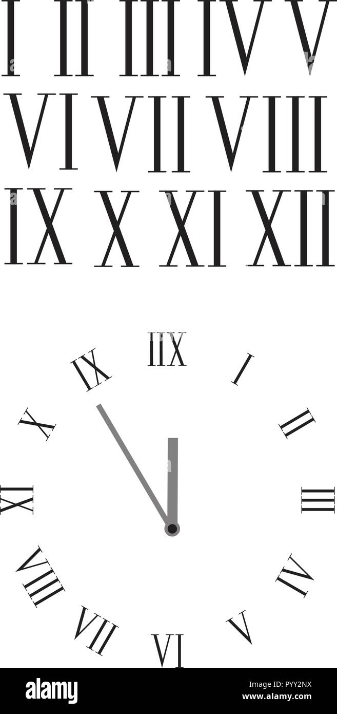 Roman numerals set. Vector illustration isolated on white background Stock Vector