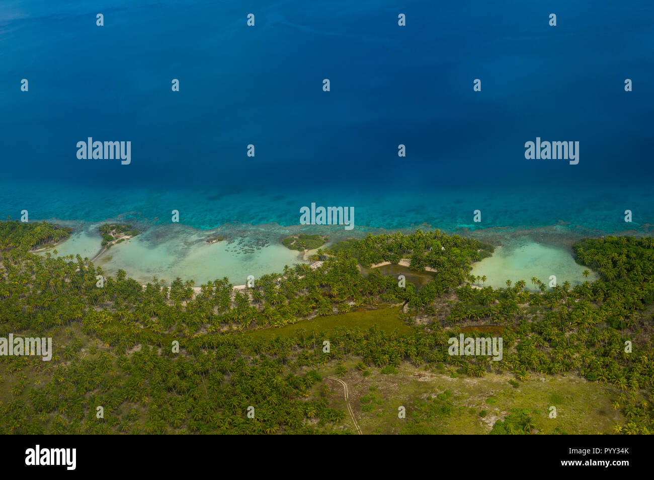 Aerial of Rangiroa, Tuamotu-Archipel, French Polynesia Stock Photo