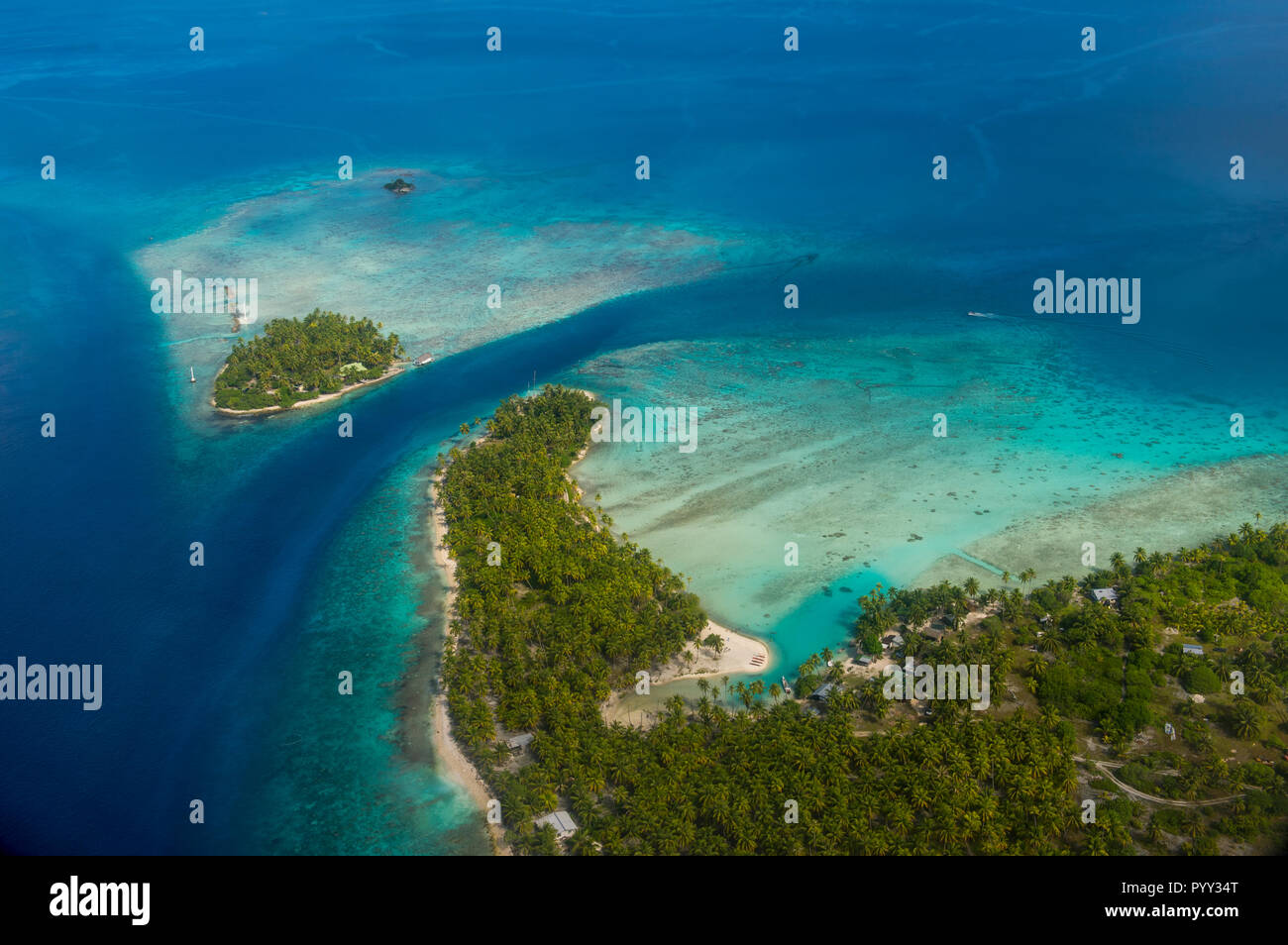 Aerial of Rangiroa, Tuamotu-Archipel, French Polynesia Stock Photo