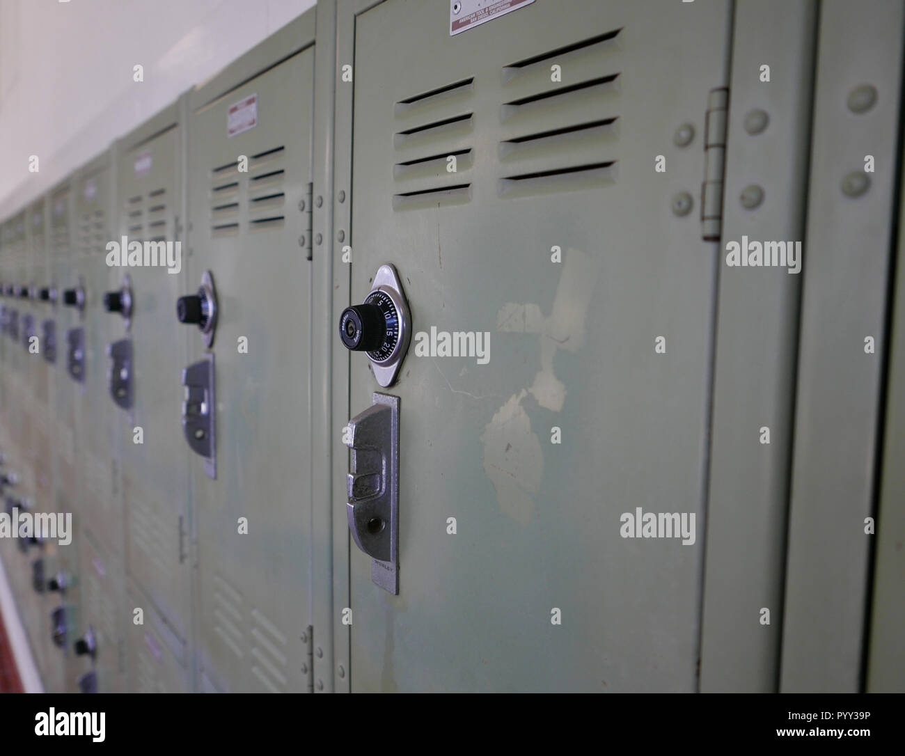 Generic images of a High School locker.  Photo by Dennis Brack Stock Photo