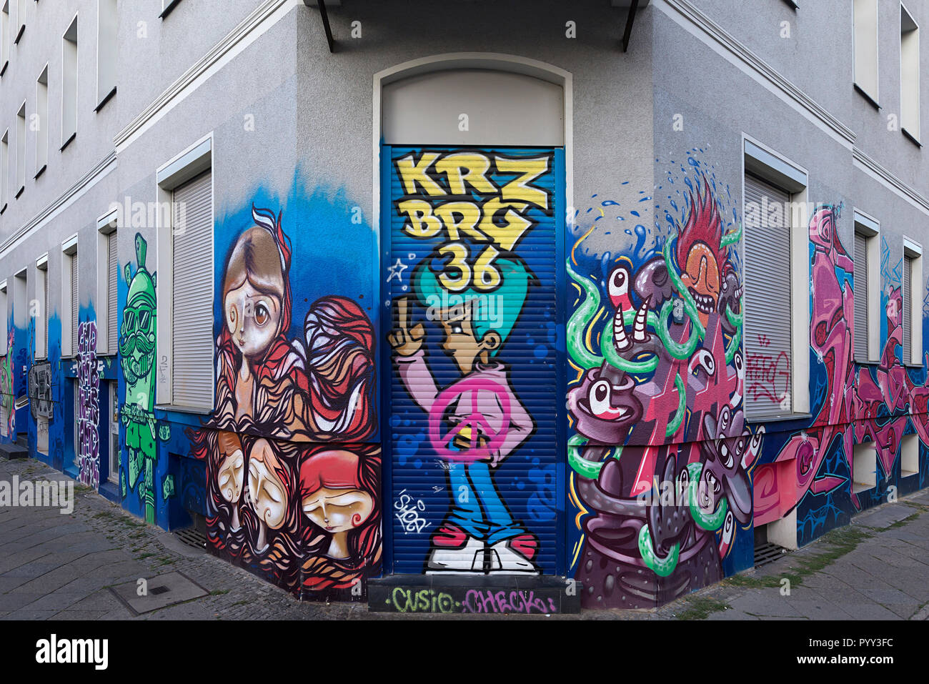 Graffiti at a corner house, Kreuzberg, Berlin, Germany Stock Photo Alamy